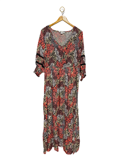 ROCKMANS |M| BUST 17| B33| WOMEN'S BOHO SMOCKED V-NECK MAXI DRESS