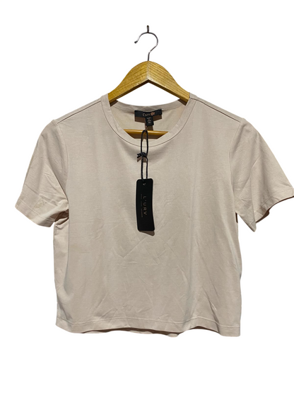 LURV |XS| BUST 17| A10 | WOMEN'S ATHLEISURE SHORT SLEEVE CROPPED T-SHIRT – PASTEL BEIGE / NUDE