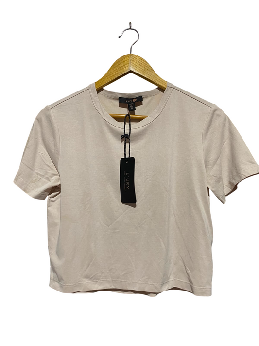 LURV |XS| BUST 17| B33| WOMEN'S ATHLEISURE SHORT SLEEVE CROPPED T-SHIRT – PASTEL BEIGE / NUDE