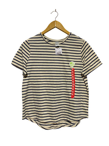 ANKO |L| BUST 20| B33| WOMEN'S STRIPED CREW NECK SHORT SLEEVE T-SHIRT – NAVY AND CREAM