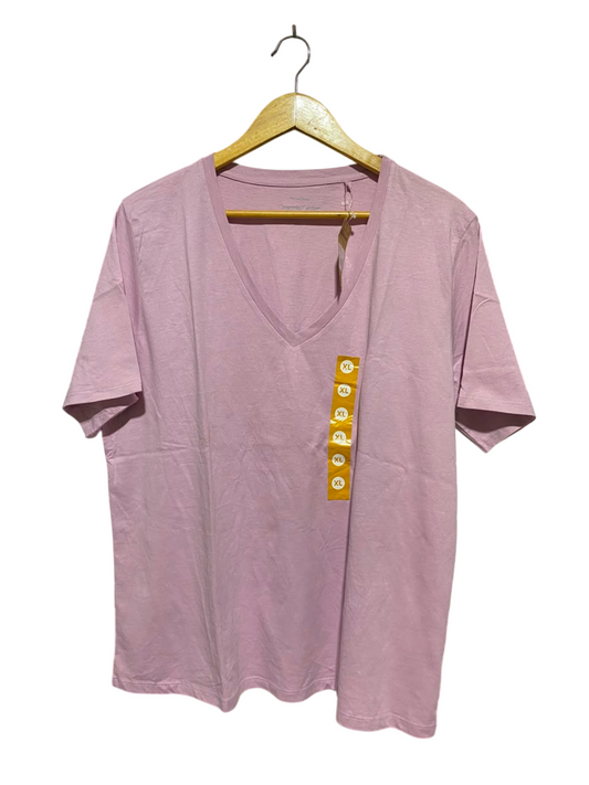 BRILLIANT BASICS |XL| BUST 22| B34| PREMIUM SOLID LILAC V-NECK BASIC TEE