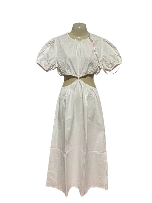 MISSGUIDED |M| BUST 18| B34| WHITE MIDSECTION CUT-OUT MAXI DRESS PUFF SHORT SLEEVE SUMMER OUTFIT