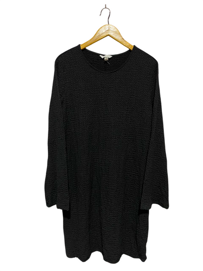 H&M |XL| BUST 21| B34| BLACK TEXTURED CREWNECK LONG SLEEVE SHIFT DRESS COMFORT FIT TUNICS TOP