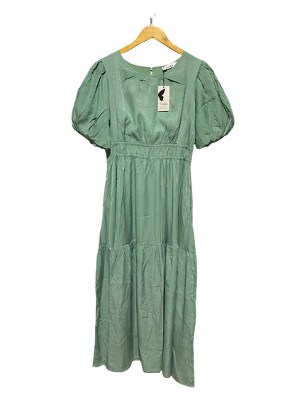 ST FROCK |M| BUST 19| B34| SAGE GREEN PUFF SLEEVE MIDI DRESS