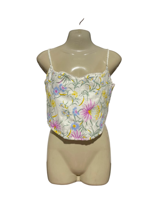 HNTR THE LABEL |S| BUST 16| B34| FLORAL PRINT CORSET STYLE CROP CAMI TANK TOP