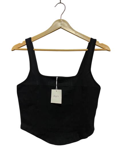 SUPRE |S| BUST 14| B34| BLACK SQUARE NECK CORSET STYLE CROP TANK TOP