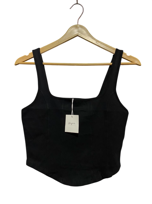 SUPRE |S| BUST 14| B34| BLACK SQUARE NECK CORSET STYLE CROP TANK TOP
