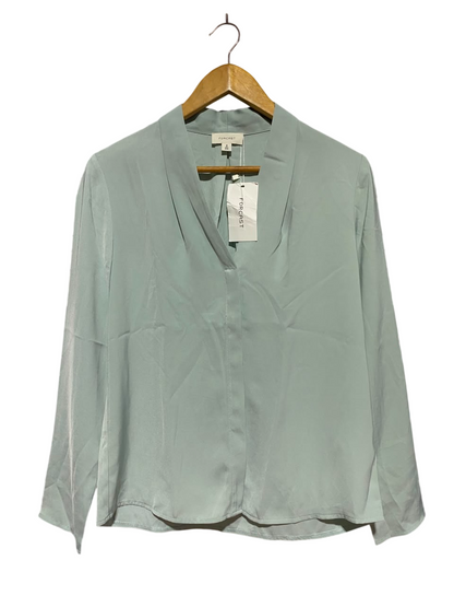 FORCAST |L| BUST 20| B34| GREEN V-NECK LONG SLEEVE BLOUSE