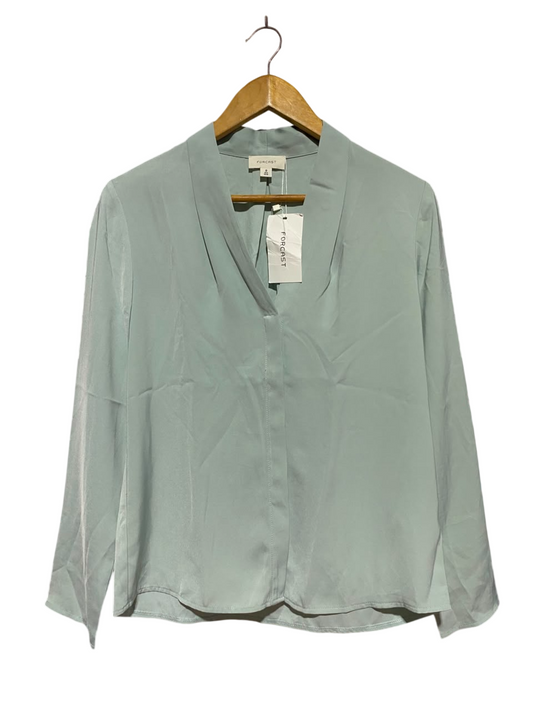 FORCAST |L| BUST 20| B34| GREEN V-NECK LONG SLEEVE BLOUSE