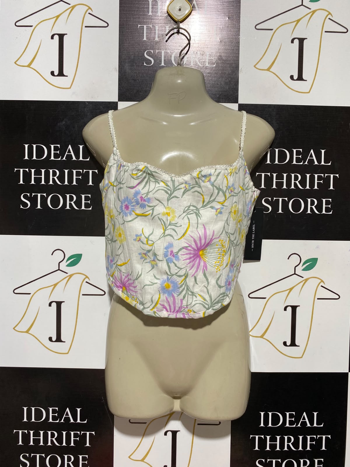 HNTR THE LABEL |S| BUST 16| B34| FLORAL PRINT CORSET STYLE CROP CAMI TANK TOP