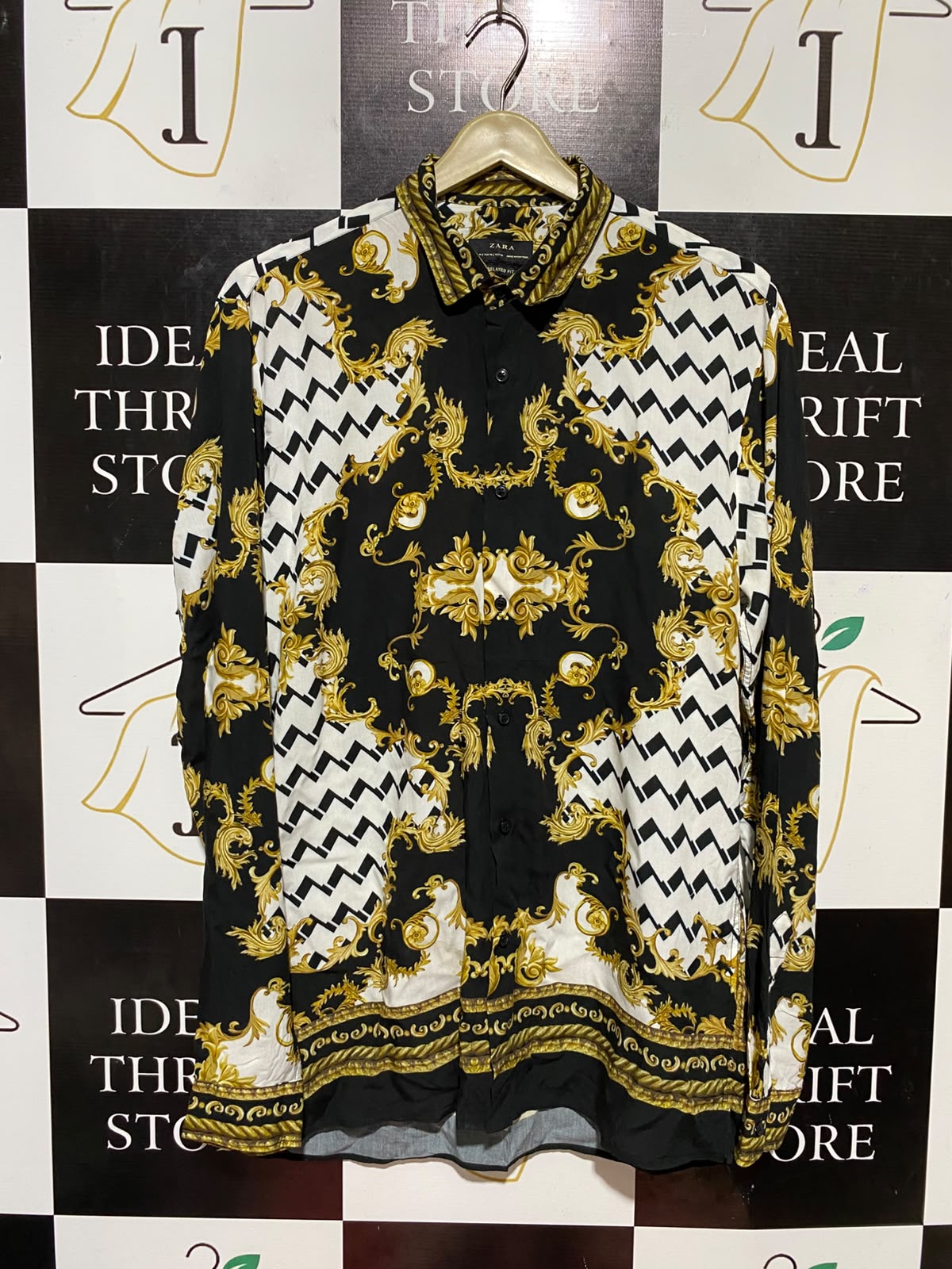 ZARA |M| BUST 21| B34| LUXURY PRINT LONG SLEEVE BUTTON DOWN SHIRT