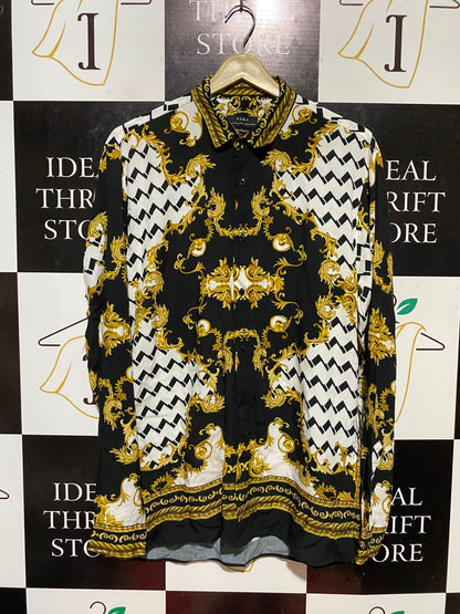 ZARA |M| BUST 21| B34| LUXURY PRINT LONG SLEEVE BUTTON DOWN SHIRT