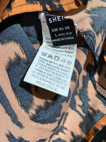 SHEIN |L| BUST 20| B34| LEOPARD ANIMAL PRINT BUTTON-DOWN COLLARED SHIRT LONG SLEEVE TOP