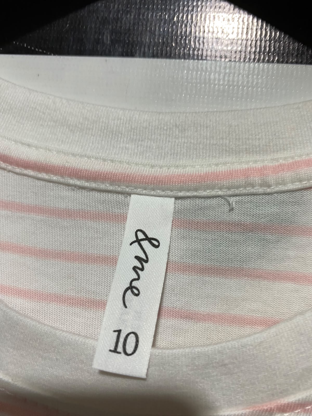 & ME |M| BUST 18| B34| RED AND WHITE STRIPED LOVE GRAPHIC CREWNECK SHORT SLEEVE T-SHIRT