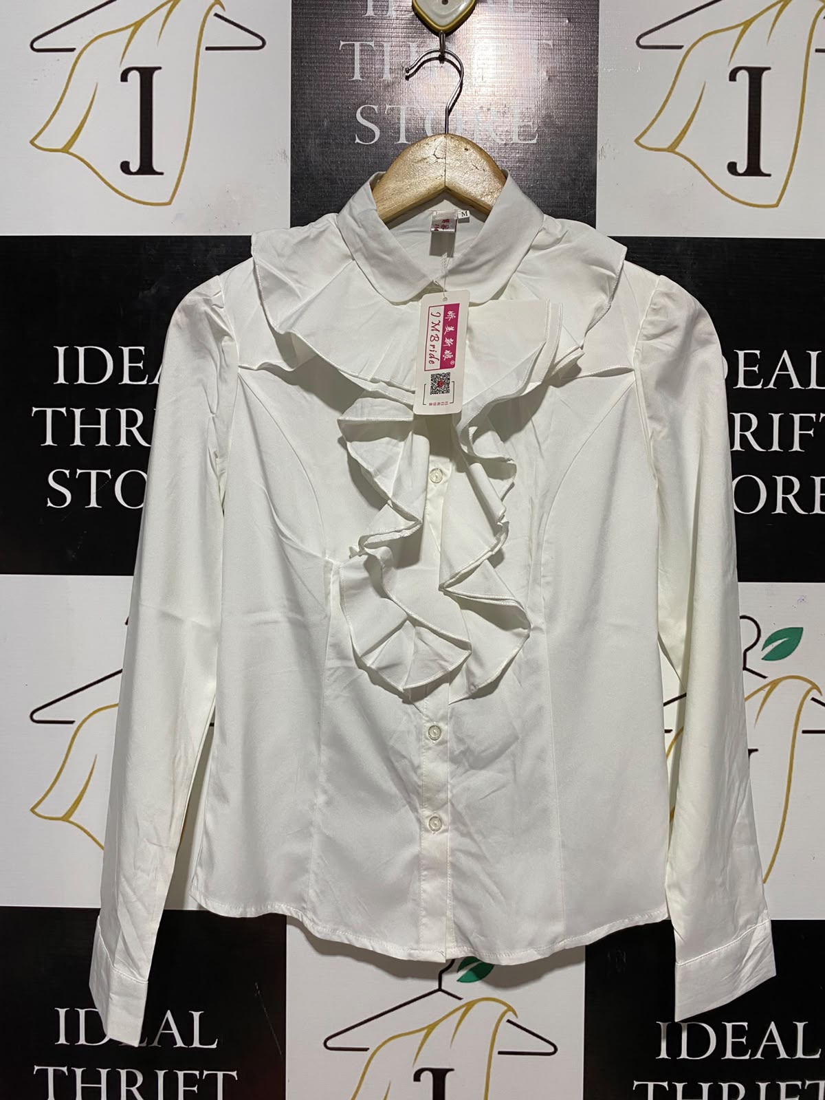 IM BRIDE |M| BUST 17| B33| WOMEN'S VICTORIAN RUFFLE FRONT LONG SLEEVE BLOUSE