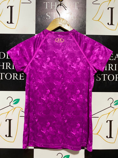 UNDER ARMOUR |L| BUST 16| B33| YOUTH GIRLS HEATGEAR SHORT SLEEVE ATHLETIC T-SHIRT