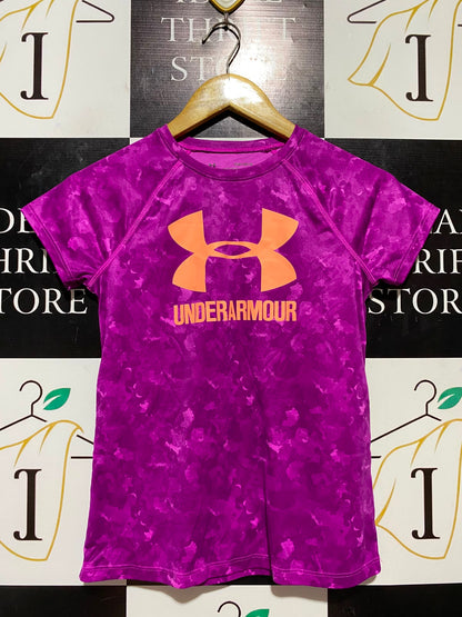 UNDER ARMOUR |L| BUST 16| B33| YOUTH GIRLS HEATGEAR SHORT SLEEVE ATHLETIC T-SHIRT