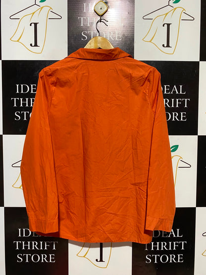 MISSLOOK |L| BUST 21| B33| WOMEN'S LONG SLEEVE BUTTON-UP COLLARED SHIRT – VIBRANT ORANGE