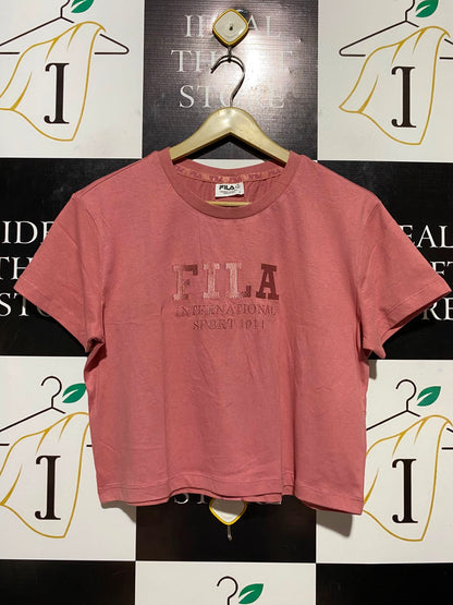 FILA |S| BUST 20| A10|  WOMEN'S INTERNATIONAL SPORT 1911 CROPPED ATHLETIC T-SHIRT – DUSTY ROSE PINK