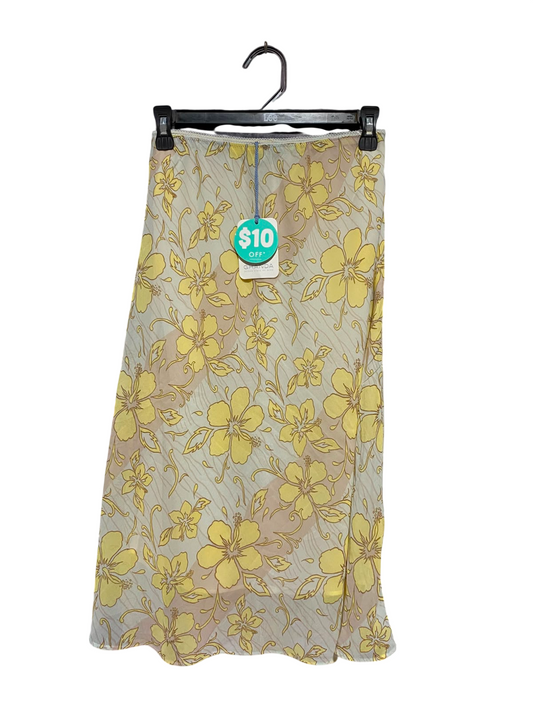 GHANDA |XS| WAIST 24| B34| WOMEN'S FLORAL PRINT MIDI SKIRT