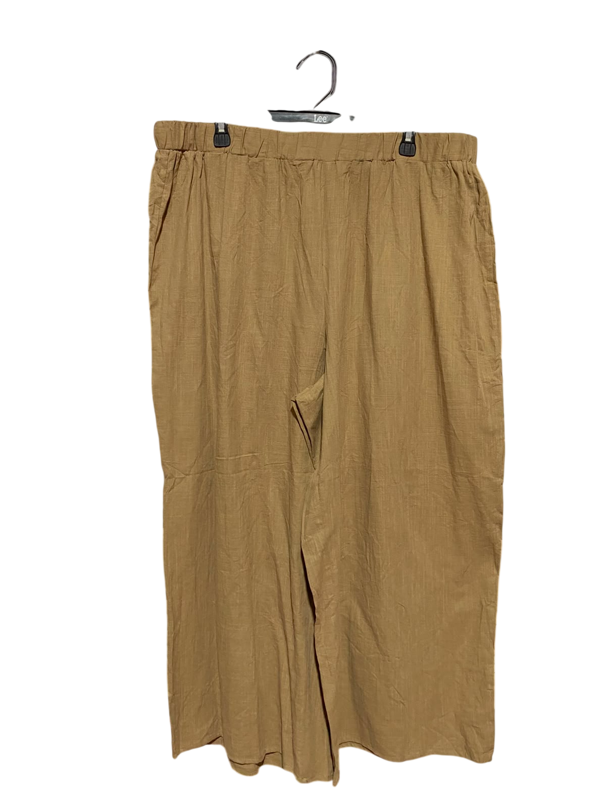 SHEIN CURVE |XXL| WAIST 38| B34| TAN BROWN LIGHTWEIGHT WIDE-LEG CASUAL TROUSERS WITH COMFY ELASTICATED WAISTBAND