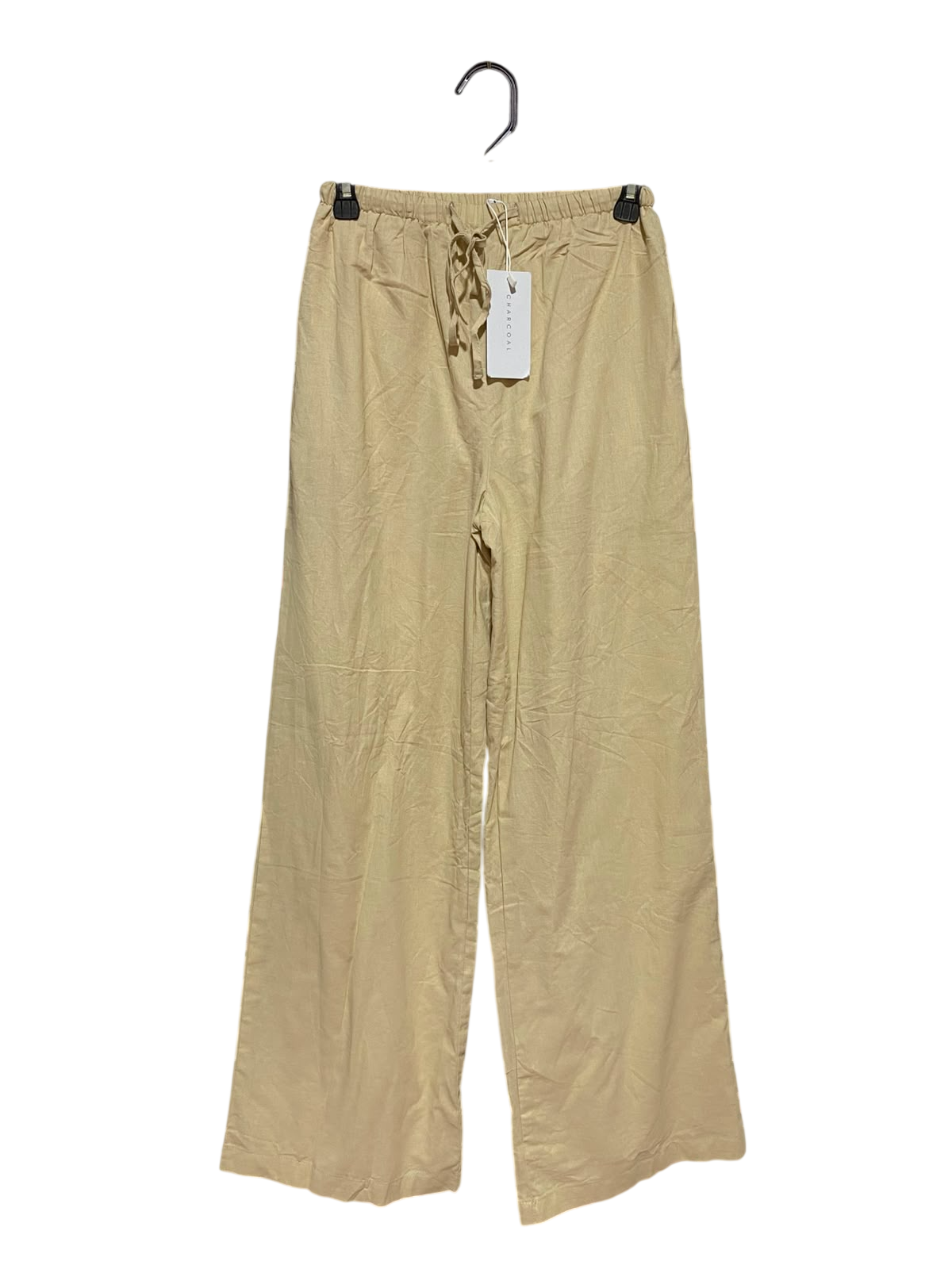 CHARCOAL |S| WAIST 25| B34| PREMIUM BEIGE LINEN WIDE-LEG TROUSERS