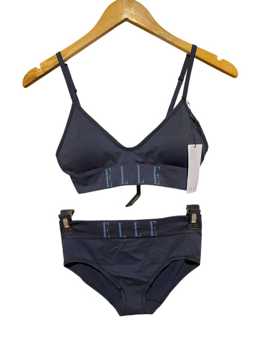 ELLE |XS| B34| CHARCOAL GREY SEAMLESS BRALETTE AND BRIEF TWO-PIECE LINGERIE SET
