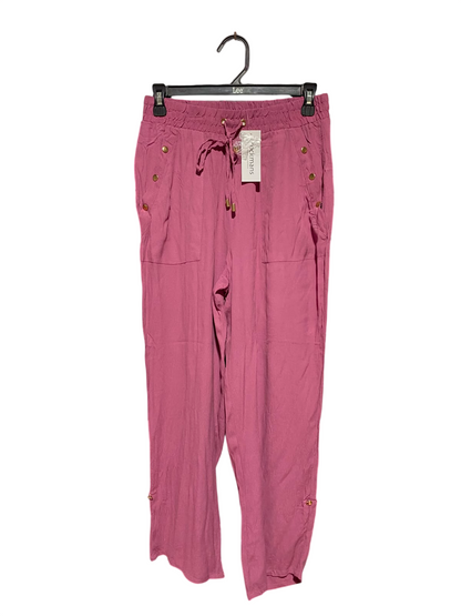 ROCKMANS |M| WAIST 27| B34| DUSTY PINK DRAWSTRING WAIST CASUAL LOUNGE PANTS WITH GOLD BUTTONS