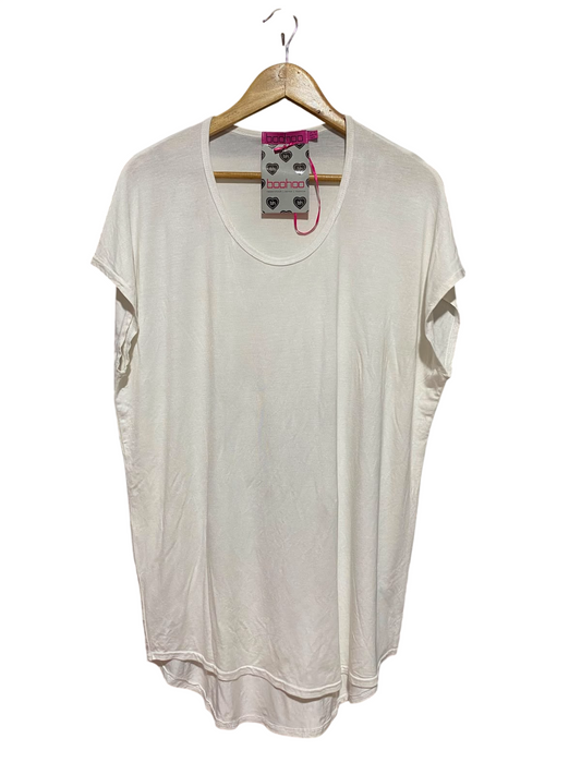 BOOHOO |XL| BUST 24| B34| WHITE SCOOP NECK OVERSIZED HIGH-LOW T-SHIRT