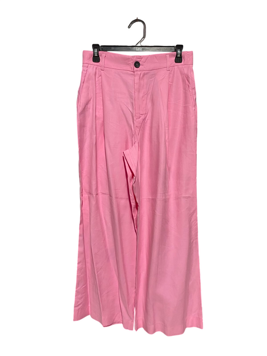 ZARA |L| WAIST 30| B34| HIGH-WAISTED PASTEL PINK WIDE LEG PLEATED TROUSERS