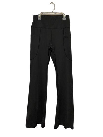 |M| WAIST 25| B34| HIGH-WAISTED BLACK FLARED YOGA PANTS WITH SIDE POCKETS