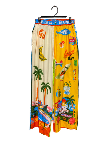 THE PARADIE INN |M| WAIST 28| B34| TROPICAL SPLIT GRAPHIC WIDE LEG LOUNGE PANTS