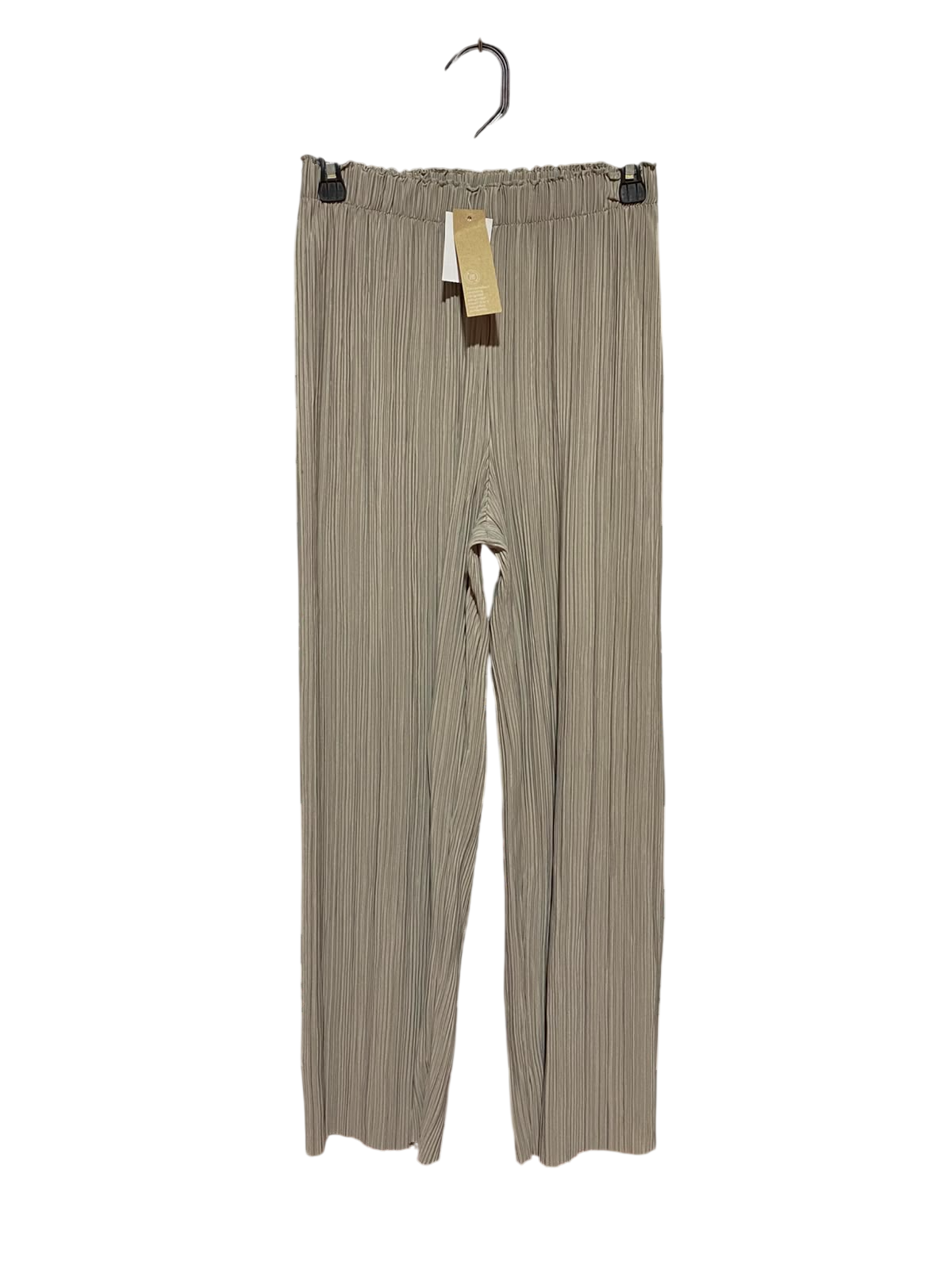 ANKO |S| WAIST 26| B34| PREMIUM HIGH-WAISTED PLISSÉ PLEATED WIDE-LEG PALAZZO PANTS IN TAUPE GREIGE