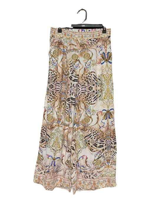 GEMZ |L| WAIST 30| B34| PREMIUM HIGH-WAISTED MULTICOLOR LUXURY BAROQUE AND LEOPARD PRINT WIDE-LEG PALAZZO PANTS