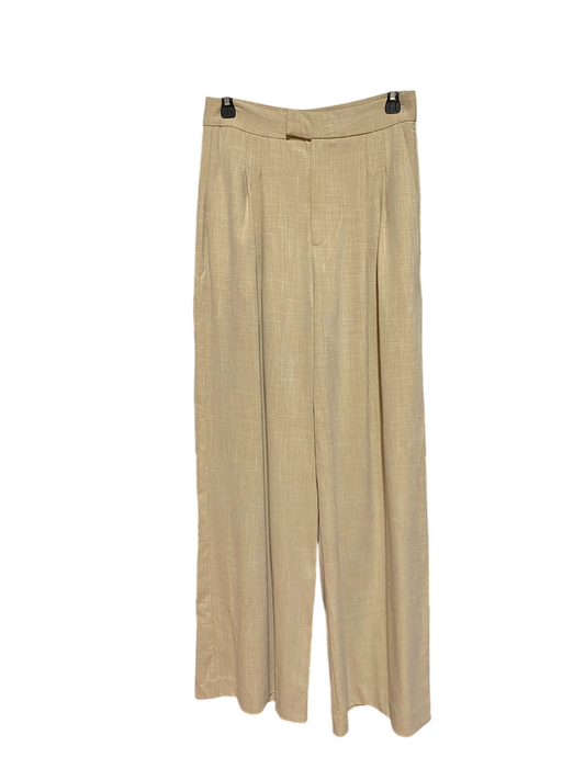 SEED |M| WAIST 28| B34| PREMIUM HIGH-WAISTED BEIGE LINEN-LOOK WIDE-LEG PLEATED TROUSERS