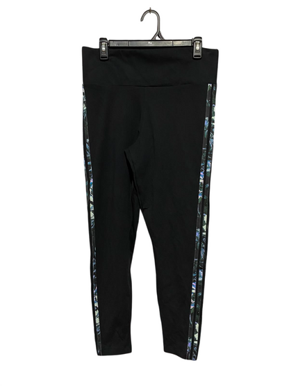 ADIDAS |L| WAIST 30| B34| PREMIUM HIGH-WAISTED BLACK ACTIVEWEAR LEGGINGS WITH SIDE FLORAL PRINT PANEL STRIPES