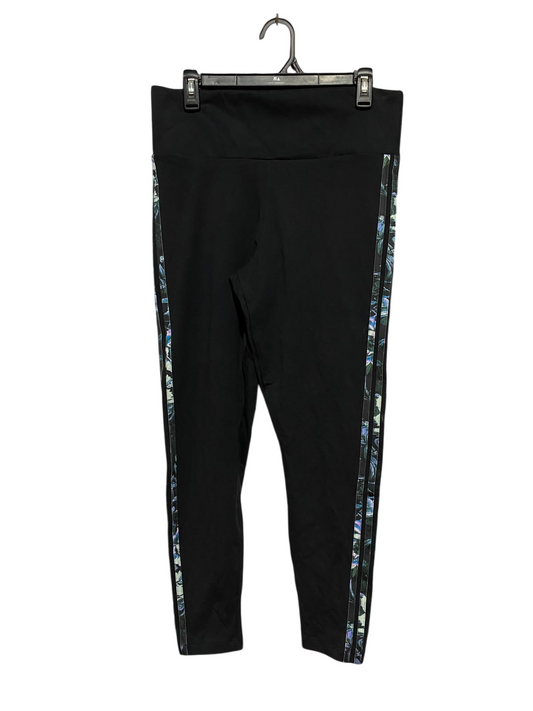 ADIDAS |L| WAIST 30| B34| PREMIUM HIGH-WAISTED BLACK ACTIVEWEAR LEGGINGS WITH SIDE FLORAL PRINT PANEL STRIPES