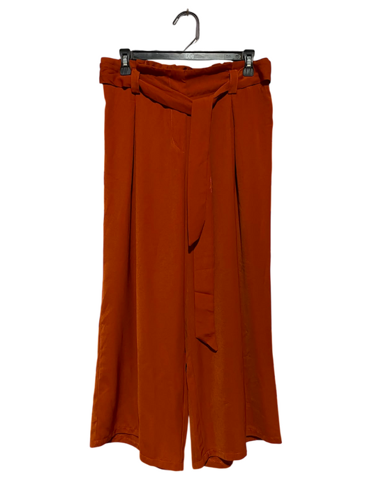 ALLY |L| WAIST 30| B34| PREMIUM RUST ORANGE WIDE-LEG PALAZZO PANTS WITH MATCHING WAIST TIE BELT