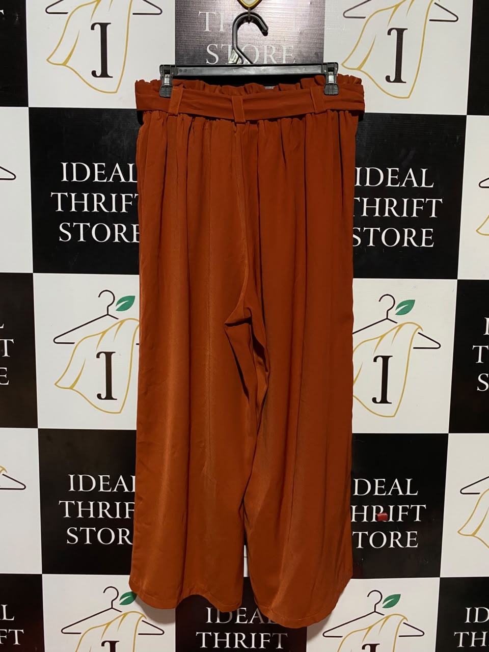 ALLY |L| WAIST 30| B34| PREMIUM RUST ORANGE WIDE-LEG PALAZZO PANTS WITH MATCHING WAIST TIE BELT