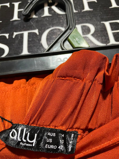 ALLY |L| WAIST 30| B34| PREMIUM RUST ORANGE WIDE-LEG PALAZZO PANTS WITH MATCHING WAIST TIE BELT