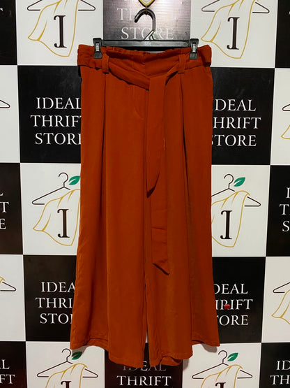 ALLY |L| WAIST 30| B34| PREMIUM RUST ORANGE WIDE-LEG PALAZZO PANTS WITH MATCHING WAIST TIE BELT