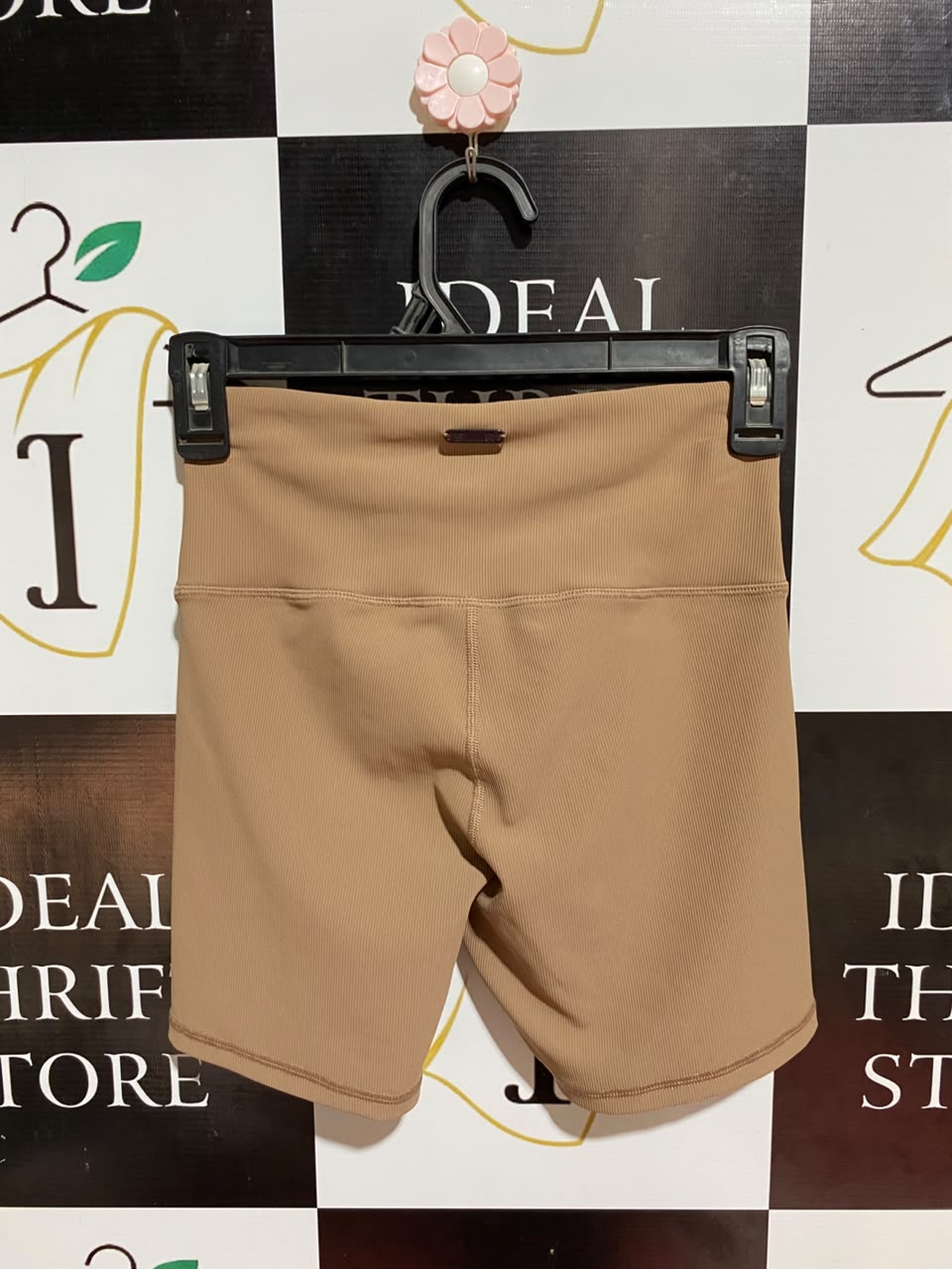 ATYLE RUNNER |XS| WAIST 22| B34| PREMIUM HIGH-WAISTED RIBBED BIKE SHORTS IN TAN / LIGHT BROWN