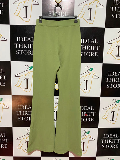 CLEW |M| WAIST 28| B34| PREMIUM HIGH-WAISTED STRETCHABLE FLARED PANTS IN OLIVE LIME GREEN