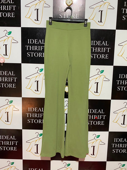 CLEW |M| WAIST 28| B34| PREMIUM HIGH-WAISTED STRETCHABLE FLARED PANTS IN OLIVE LIME GREEN