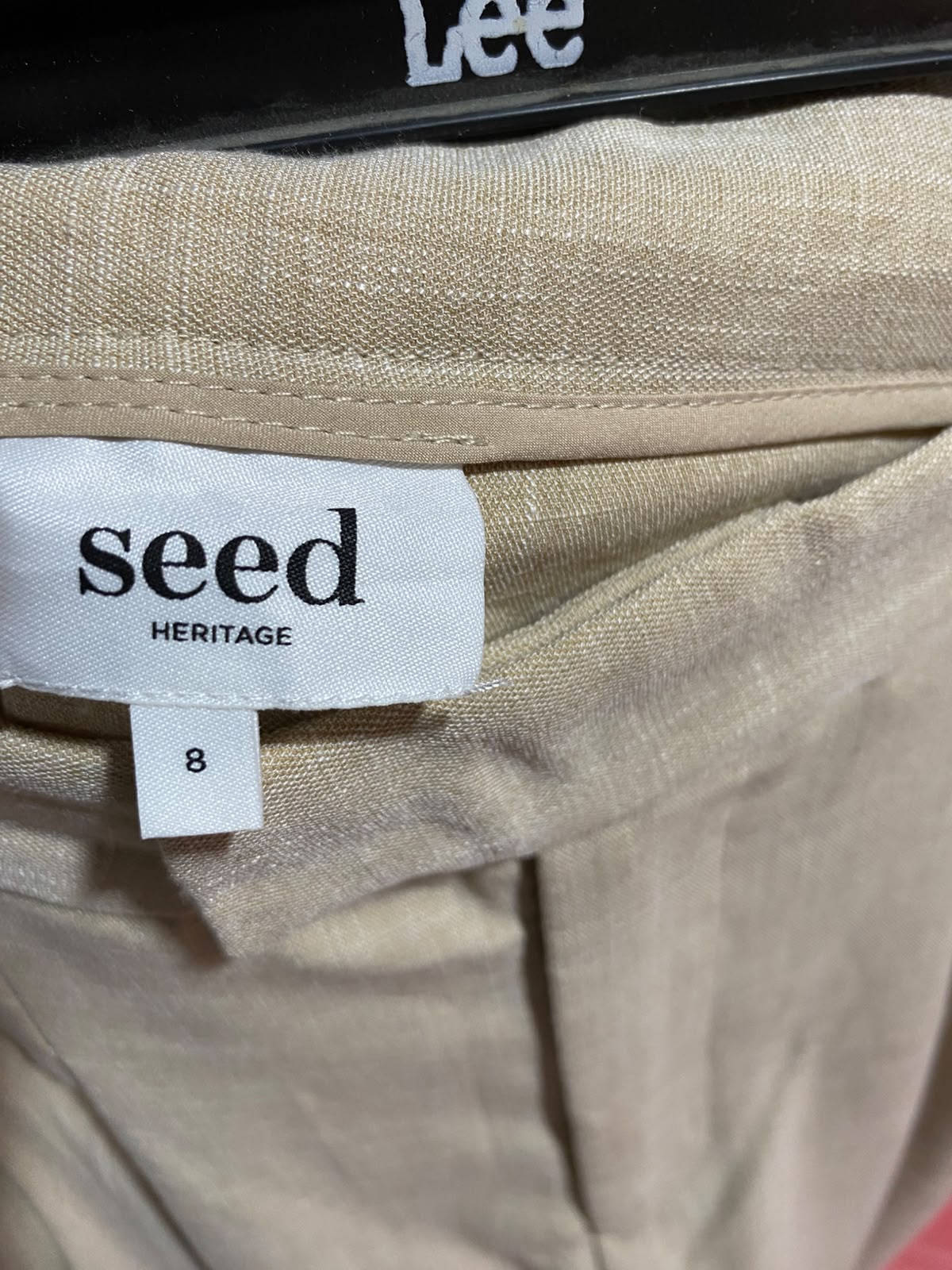SEED |M| WAIST 28| B34| PREMIUM HIGH-WAISTED BEIGE LINEN-LOOK WIDE-LEG PLEATED TROUSERS