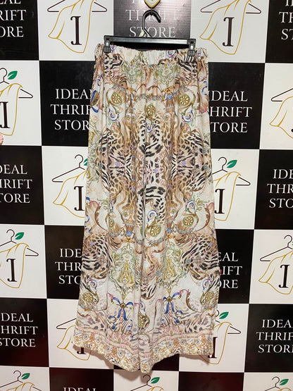 GEMZ |L| WAIST 30| B34| PREMIUM HIGH-WAISTED MULTICOLOR LUXURY BAROQUE AND LEOPARD PRINT WIDE-LEG PALAZZO PANTS