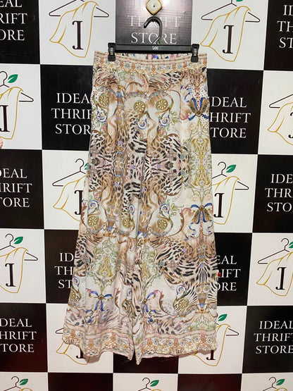 GEMZ |L| WAIST 30| B34| PREMIUM HIGH-WAISTED MULTICOLOR LUXURY BAROQUE AND LEOPARD PRINT WIDE-LEG PALAZZO PANTS