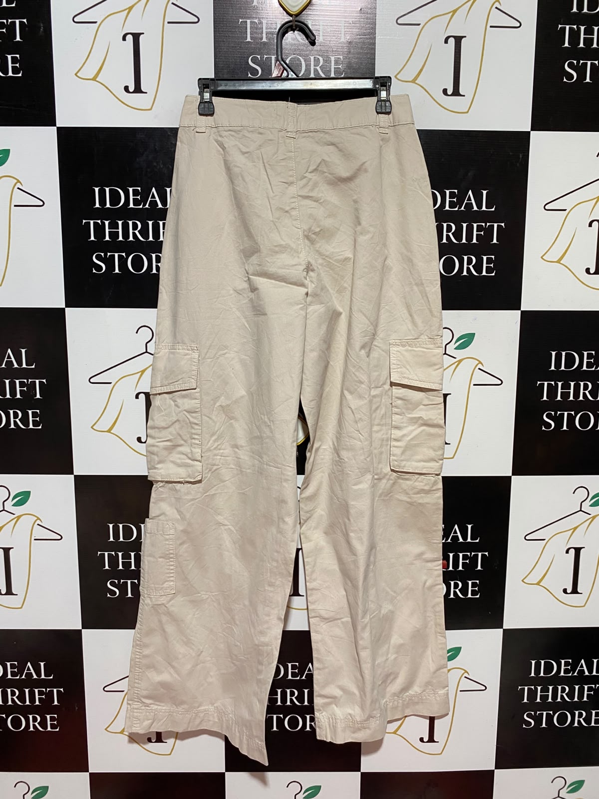 MADE FOR A |M| WAIST 28| A10| PREMIUM HIGH-WAISTED UTILITY CARGO PANTS IN OFF-WHITE BEIGE