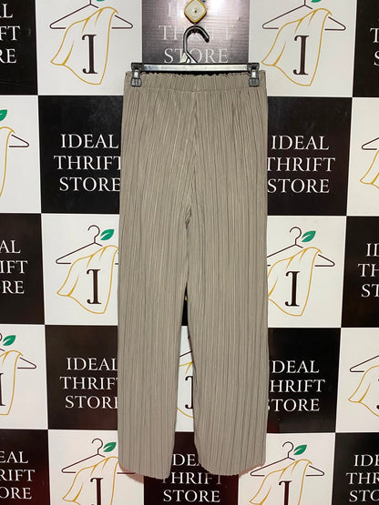 ANKO |S| WAIST 26| B34| PREMIUM HIGH-WAISTED PLISSÉ PLEATED WIDE-LEG PALAZZO PANTS IN TAUPE GREIGE