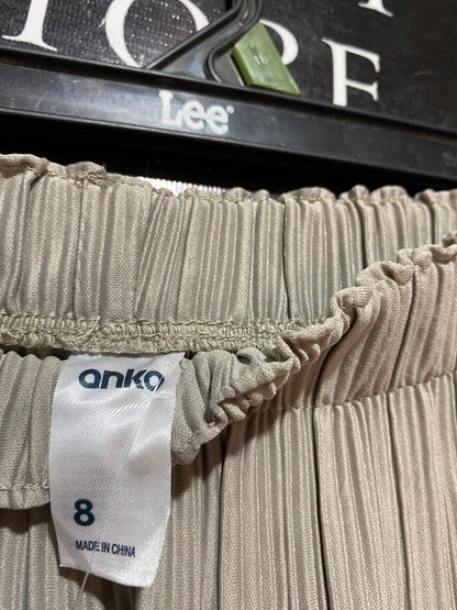 ANKO |S| WAIST 26| B34| PREMIUM HIGH-WAISTED PLISSÉ PLEATED WIDE-LEG PALAZZO PANTS IN TAUPE GREIGE